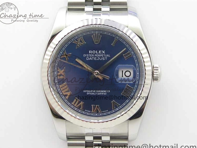 MiroTime 0801 DateJust 36 SS 116234 ARF 1:1 Best Edition 904L Steel Blue Dial Roman Markers on Jubilee Bracelet SH3135 V WellDesigned 3199